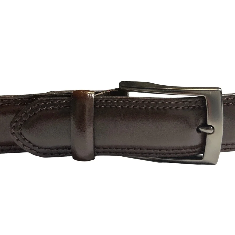 Boconi Nashville Leather Dress Belt Dark Brown‎ Gunmetal Men's Size 40